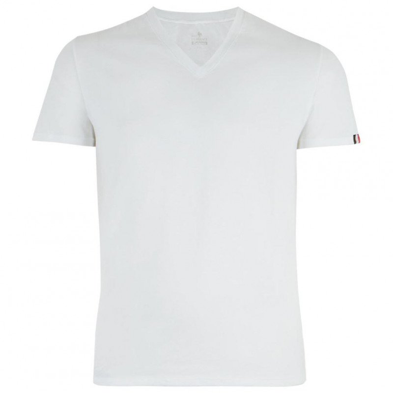 EMINENCE T-shirt Col V Homme Coton FAIT EN FRANCE Blanc pur
