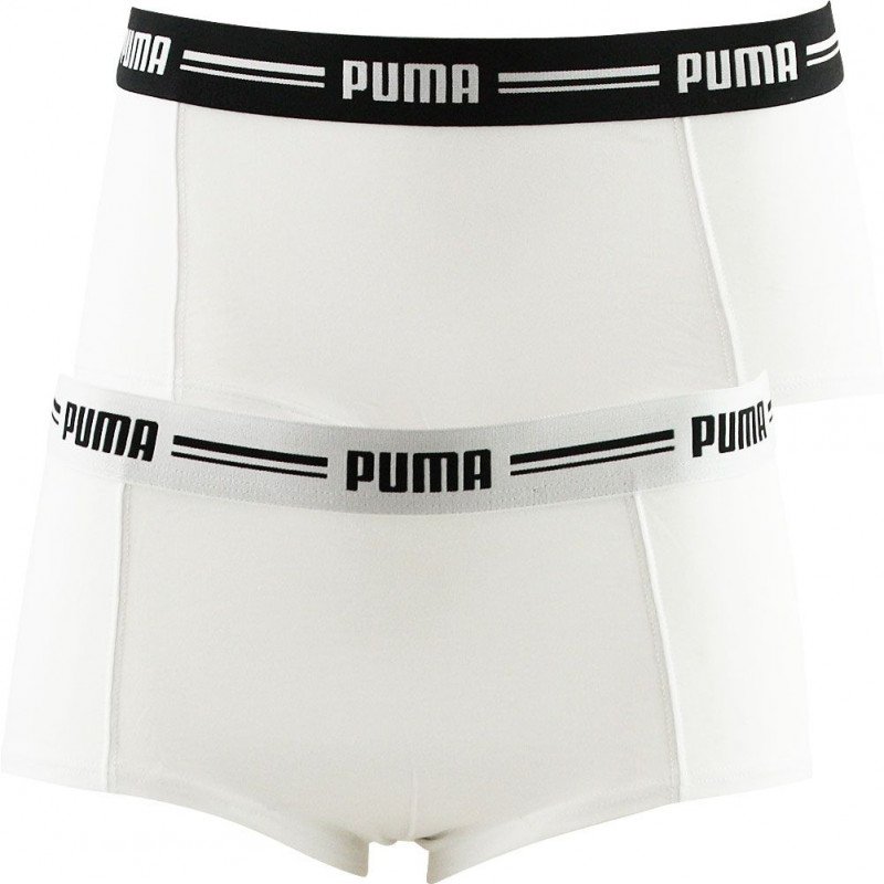 PUMA Lot de 2 Boxers Femme Coton ICONIC Blanc