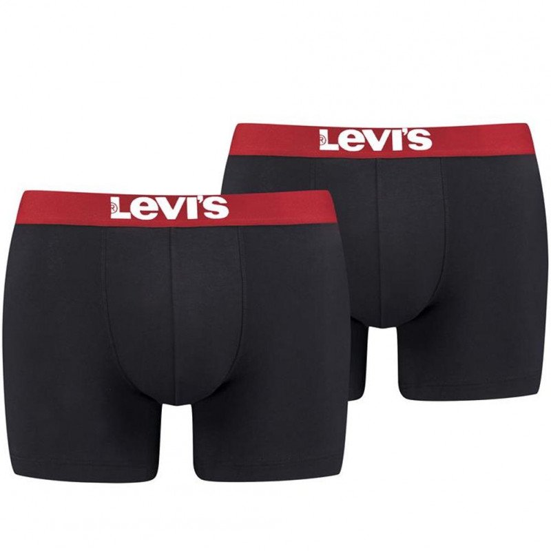 LEVI'S Lot de 2 Boxers Homme Coton SOLIDBASIC Noir Rouge