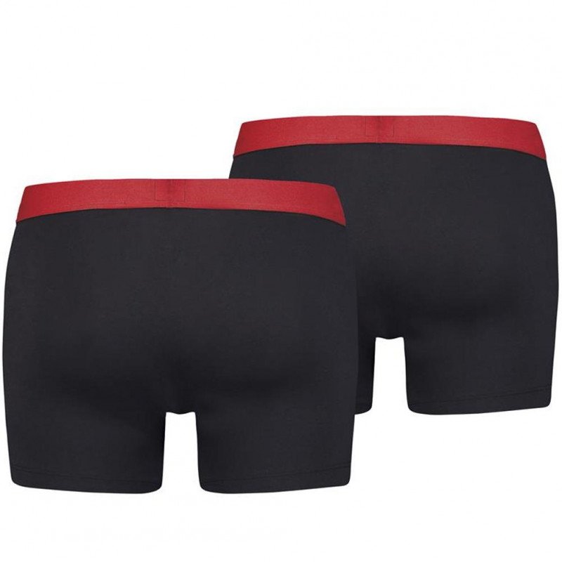 LEVI'S Lot de 2 Boxers Homme Coton SOLIDBASIC Noir Rouge