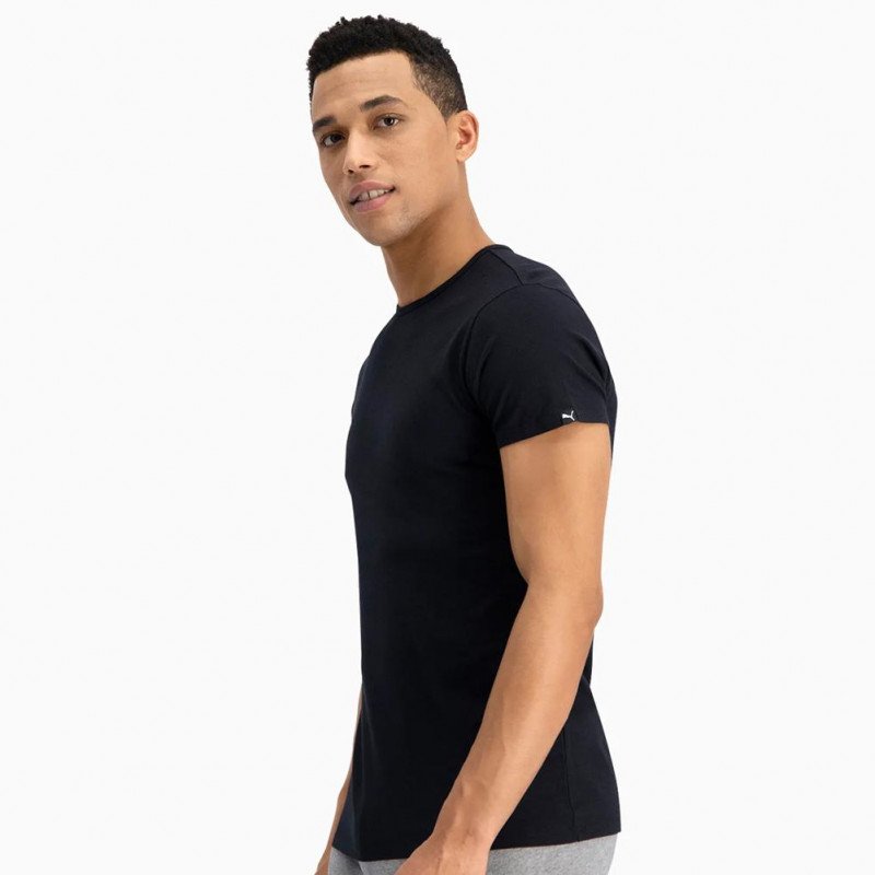 PUMA lot de 2 T-shirts Col rond Homme Coton BASICR Noir