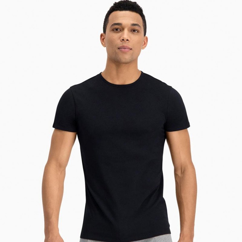 LOT DE 2 T-shirt manches courtes col rond Vêtements Homme BASICR Noir et Uni