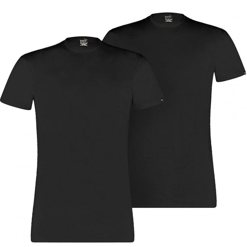 PUMA lot de 2 T-shirts Col rond Homme Coton BASICR Noir