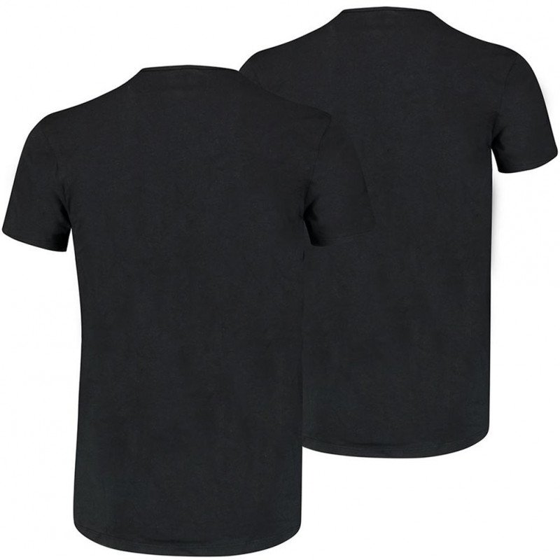LOT DE 2 T-shirt manches courtes col rond Vêtements Homme BASICR Noir et Uni