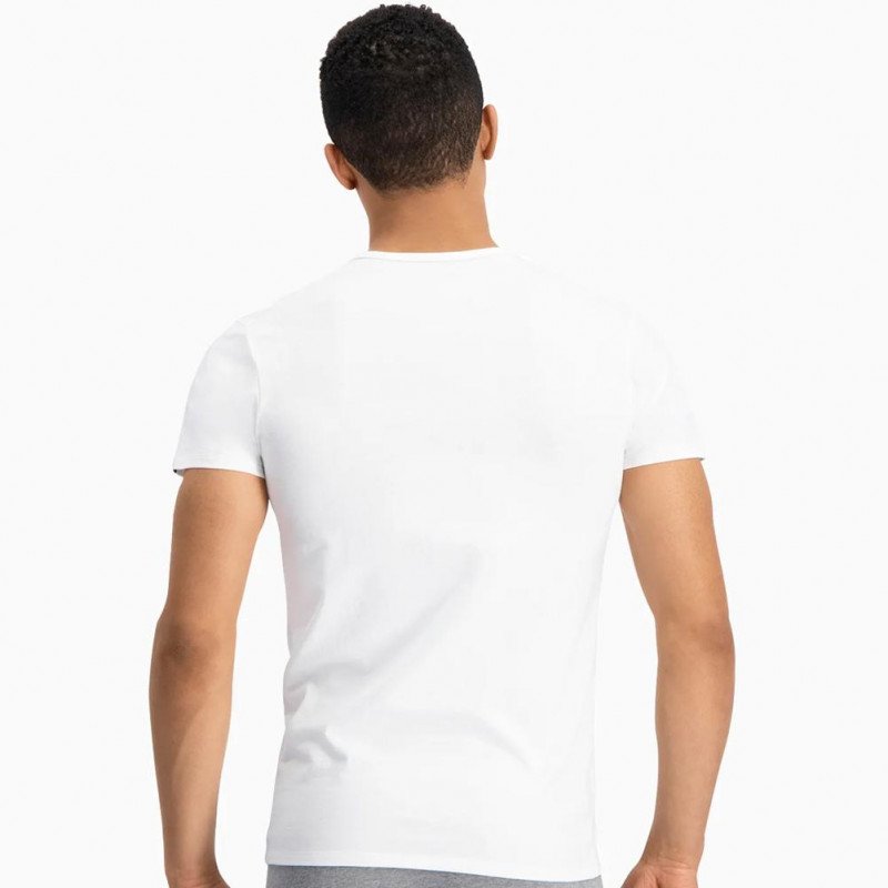 PUMA lot de 2 T-shirts Col rond Homme Coton BASICR Blanc