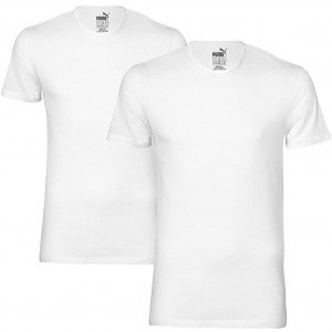 PUMA lot de 2 T-shirts Col rond Homme Coton BASICR Blanc