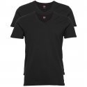 LOT DE 2 T-shirt manches courtes col en V Vêtements Homme SOLIDR Noir et Uni
