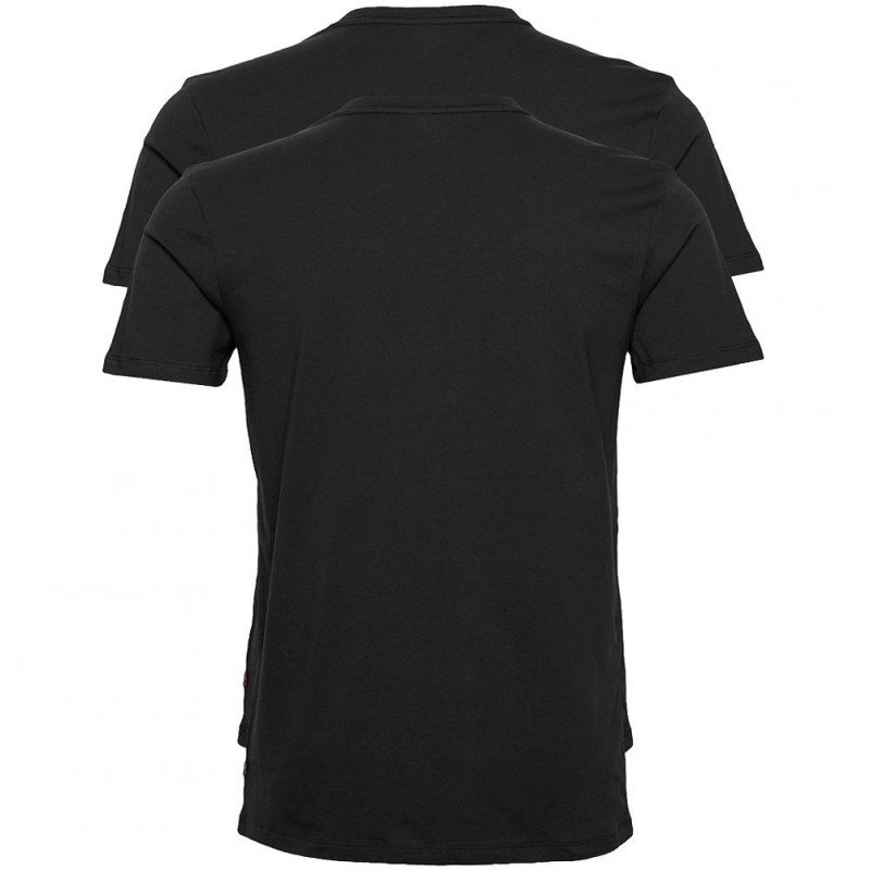 LOT DE 2 T-shirt manches courtes col en V Vêtements Homme SOLIDR Noir et Uni