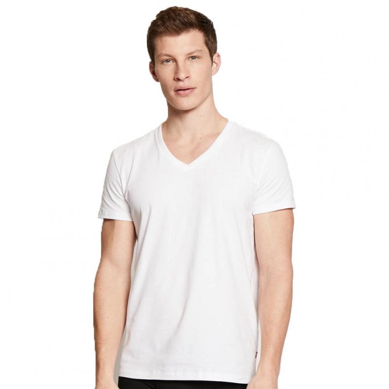 LEVI'S lot de 2 T-shirts Col V Homme Coton SOLIDV Blanc
