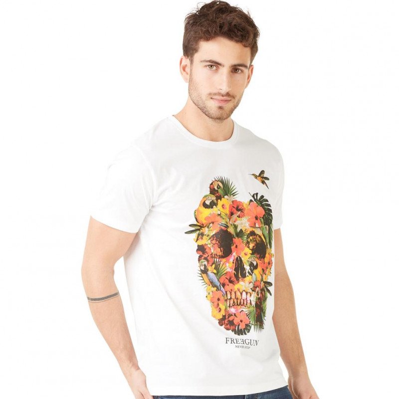 FREEGUN T-shirt Col rond Homme Coton TSCSKU Blanc