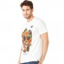 T-shirt manches courtes col rond Homme TSCSKU Blanc et Multicolore