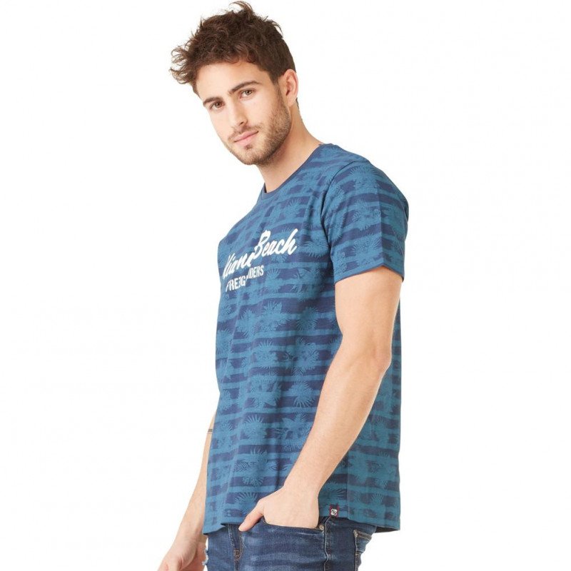 FREEGUN T-shirt Col rond Homme Coton TSCAOP Bleu