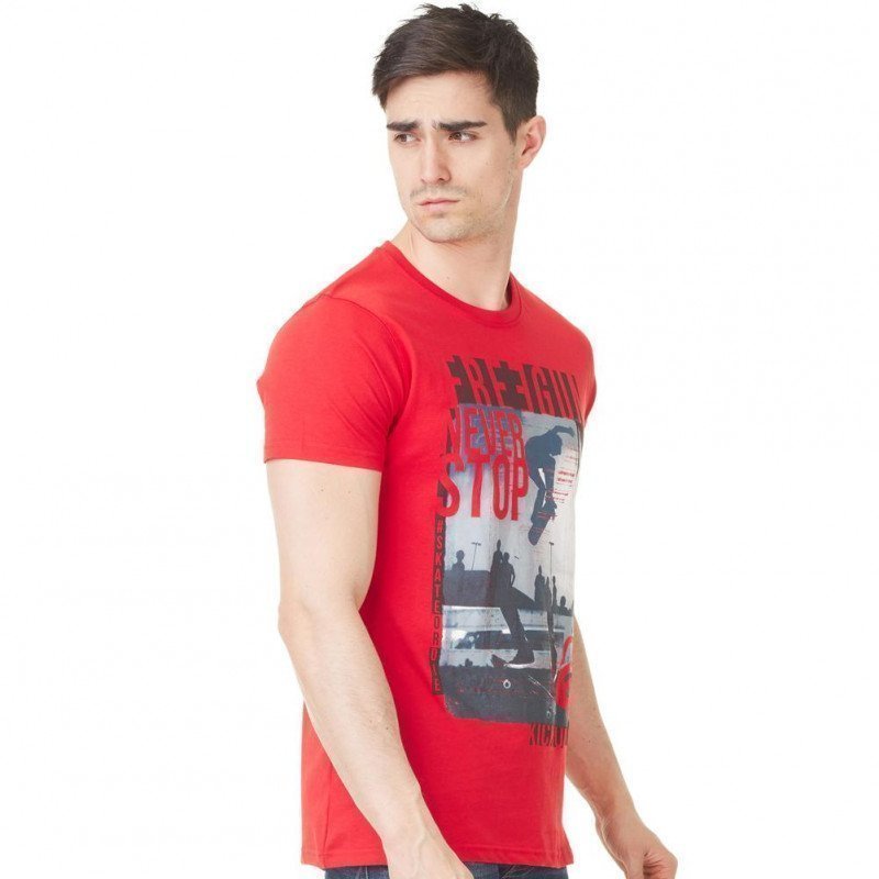 T-shirt manches courtes col rond Homme TSCSTO Rouge et Blanc