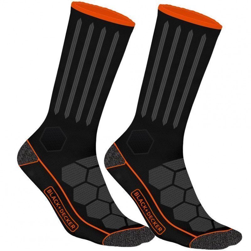 BLACK & DECKER Lot de 2 paires de Chaussettes Homme Coton CSTOOLA Noir