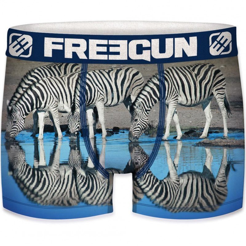 FREEGUN Boxer Homme Microfibre recyclée ZEB Gris Bleu