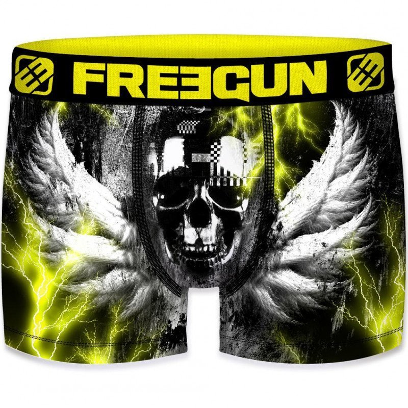 FREEGUN Boxer Homme Microfibre NEW Noir Jaune PREMIUM