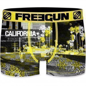 FREEGUN Boxer Homme Microfibre CAL Noir Jaune PREMIUM