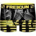 FREEGUN Boxer Homme Microfibre LEA Noir Jaune PREMIUM