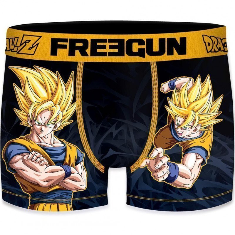 FREEGUN Boxer Homme Microfibre ONE Noir Orange DRAGON BALL Z