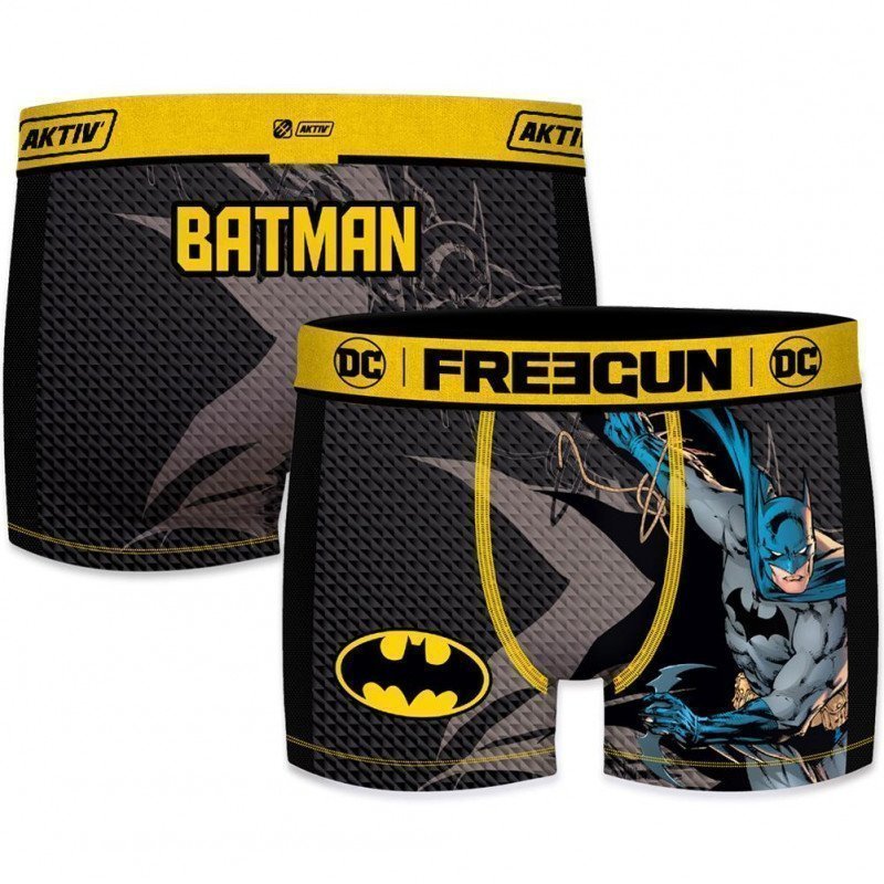 FREEGUN Boxer Homme Microfibre BATAKT Noir Jaune DC COMICS