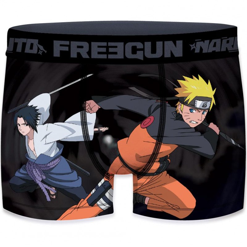 FREEGUN Boxer Homme Microfibre BRO Noir NARUTO