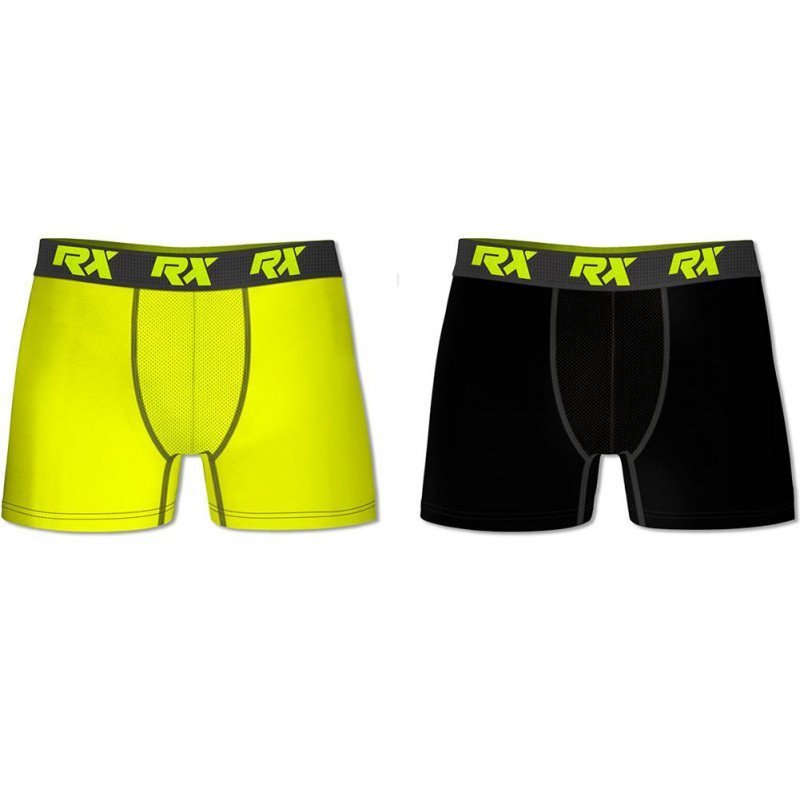 RX SPORT Lot de 2 Boxers Homme Microfibre BMX2ULT Jaune Noir