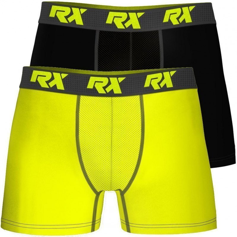 RX SPORT Lot de 2 Boxers Homme Microfibre BMX2ULT Jaune Noir