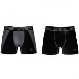 UMBRO Lot de 2 Boxers Homme Microfibre BMX2TECA Gris Noir