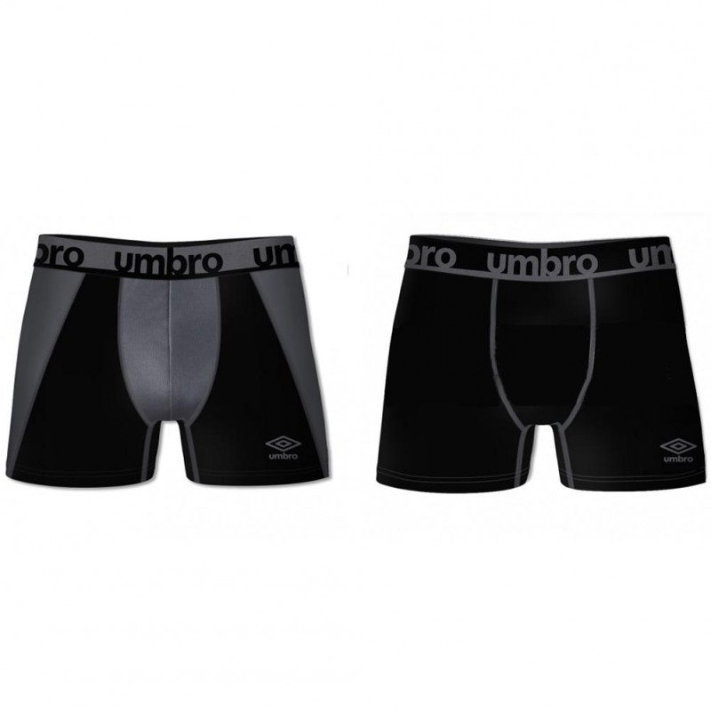 UMBRO Lot de 2 Boxers Homme Microfibre BMX2TECA Gris Noir