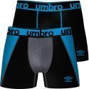UMBRO Lot de 2 Boxers Homme Microfibre BMX2TECA Bleu Noir