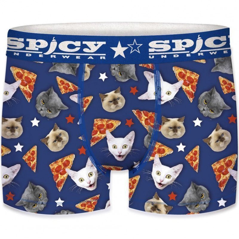 SPICY Boxer Homme Microfibre ASS3 PizCat Bleu Blanc