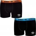 UMBRO Lot de 2 Boxers Homme Coton BCX2BASS3 Noir Orange Bleu