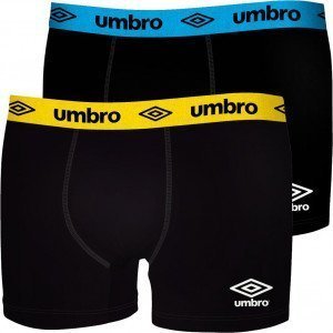 UMBRO Lot de 2 Boxers Homme Coton BCX2BASS3 Noir Jaune Bleu