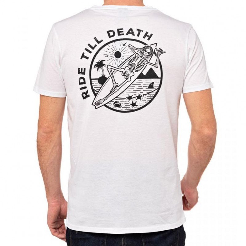PULL IN T-shirt Col rond Homme Coton RIDETILLDEATH Blanc