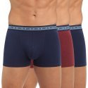 DIM Lot de 3 Boxers Homme Coton BIO Bleu denim Rouge vin