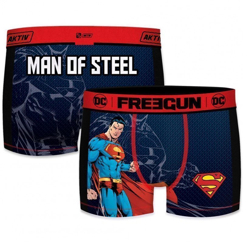 FREEGUN Boxer Homme Microfibre MANAKT Bleu Rouge DC COMICS