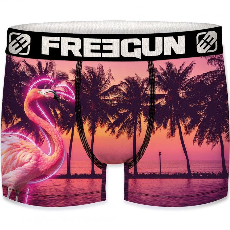 FREEGUN Boxer Homme Microfibre FLA Rose Noir PREMIUM