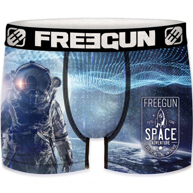 FREEGUN Boxer Homme Microfibre SPA Bleu Noir PREMIUM