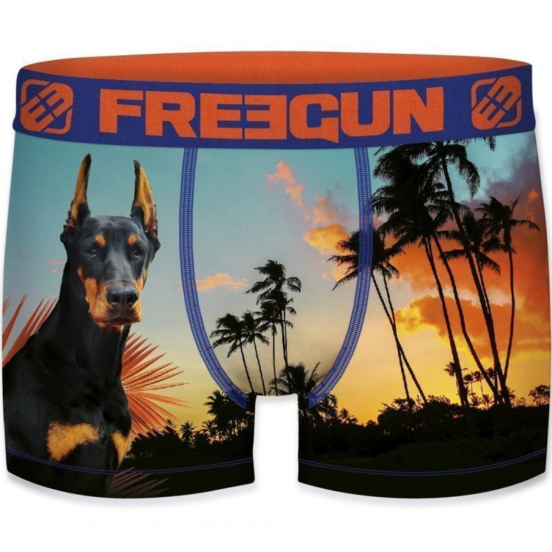 FREEGUN Boxer Homme Microfibre recyclée DOB Bleu Orange PREMIUM