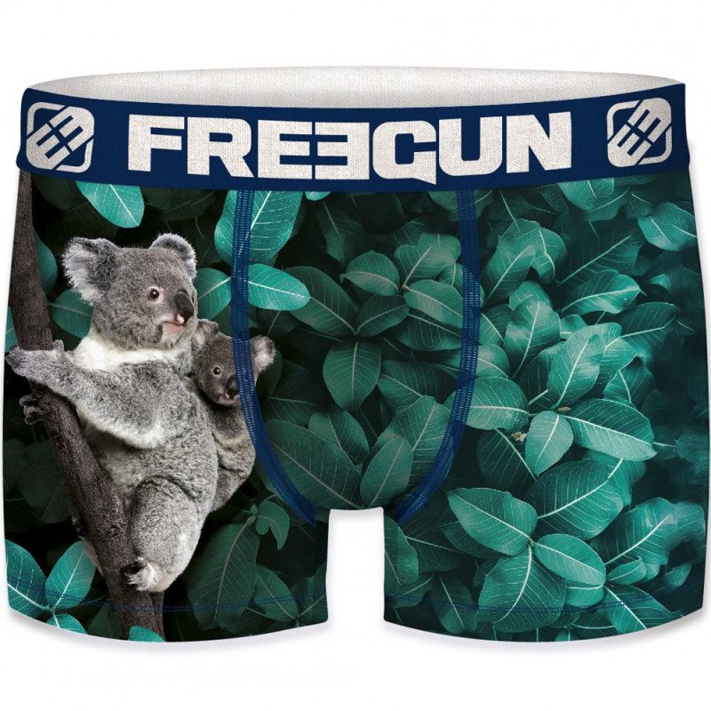 FREEGUN Boxer Homme Microfibre recyclée KOA Vert Bleu PREMIUM