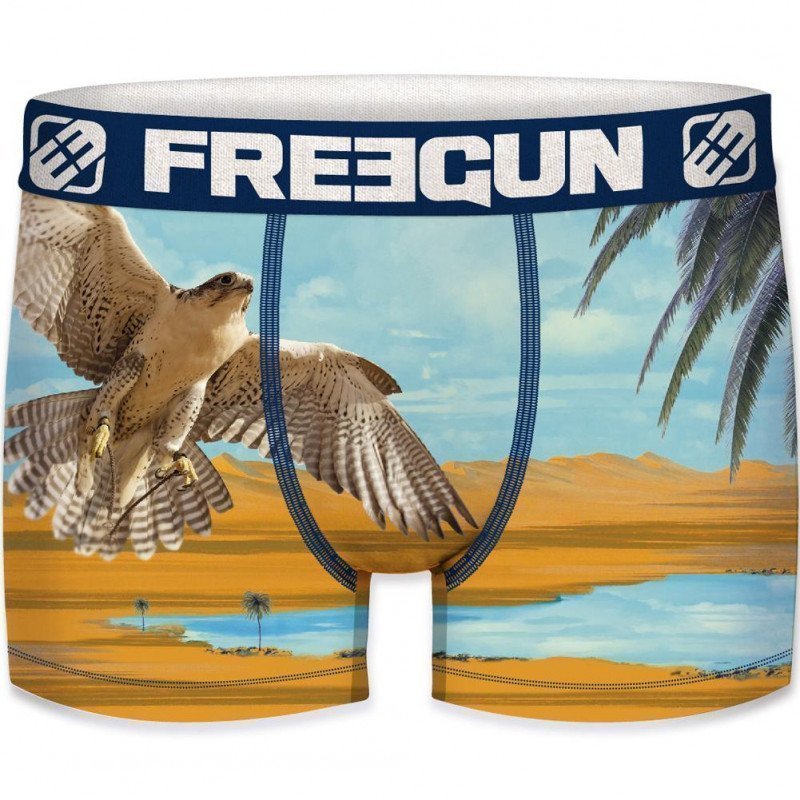 FREEGUN Boxer Homme Microfibre recyclée SAH Bleu Orange PREMIUM