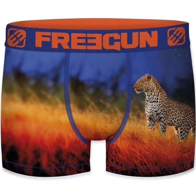 FREEGUN Boxer Homme Microfibre recyclée PAN Bleu Orange PREMIUM