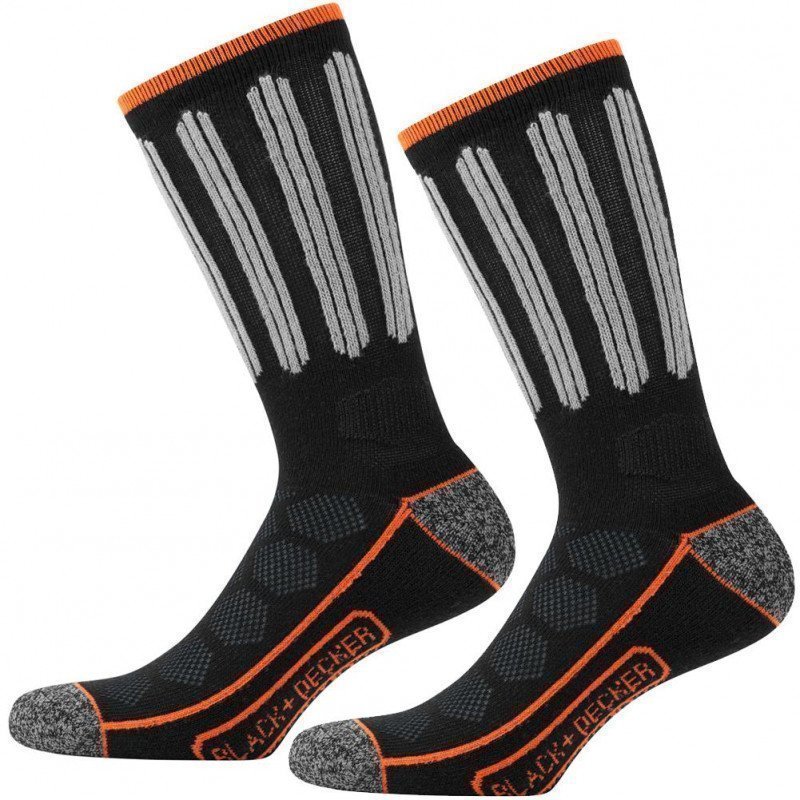 BLACK & DECKER Lot de 2 paires de Chaussettes Homme Coton CSTOOLA Noir