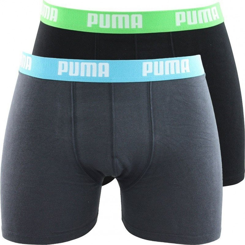 PUMA Lot de 2 Boxers Garçon Coton BASIC Noir Anthracite