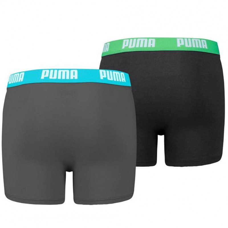 PUMA Lot de 2 Boxers Garçon Coton BASICN Noir Anthracite