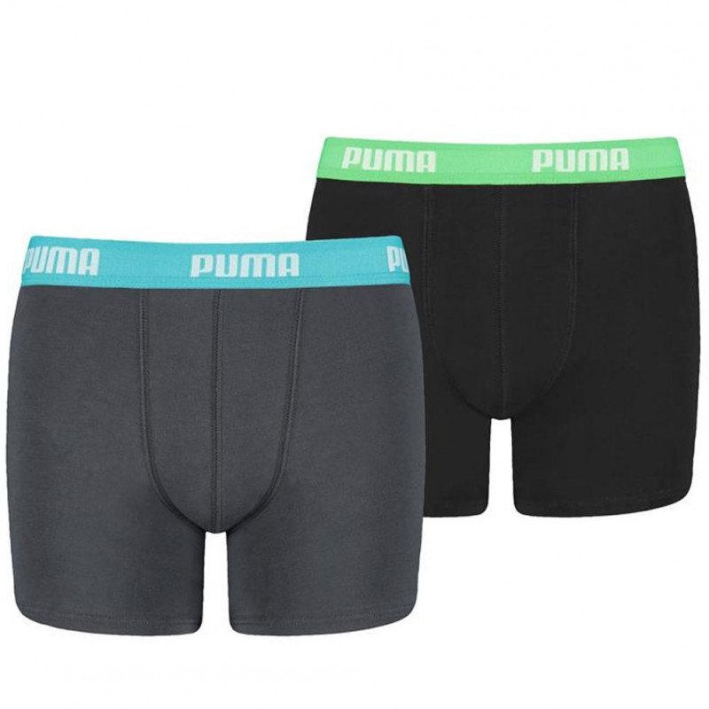 PUMA Lot de 2 Boxers Garçon Coton BASICN Noir Anthracite