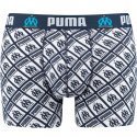 PUMA Boxer Homme Coton ALLOVER Marine Blanc OLYMPIQUE DE MARSEILLE