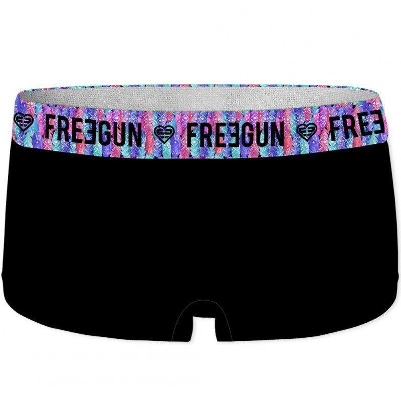 FREEGUN Boxer Femme Coton bio PLUME Noir