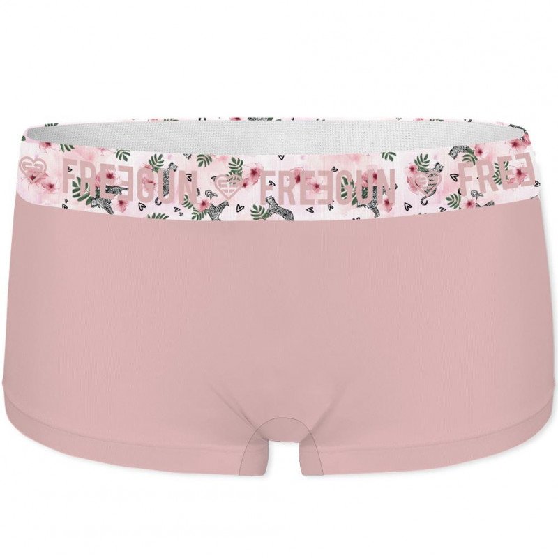 FREEGUN Boxer Femme Coton bio FLEUR Rose pâle