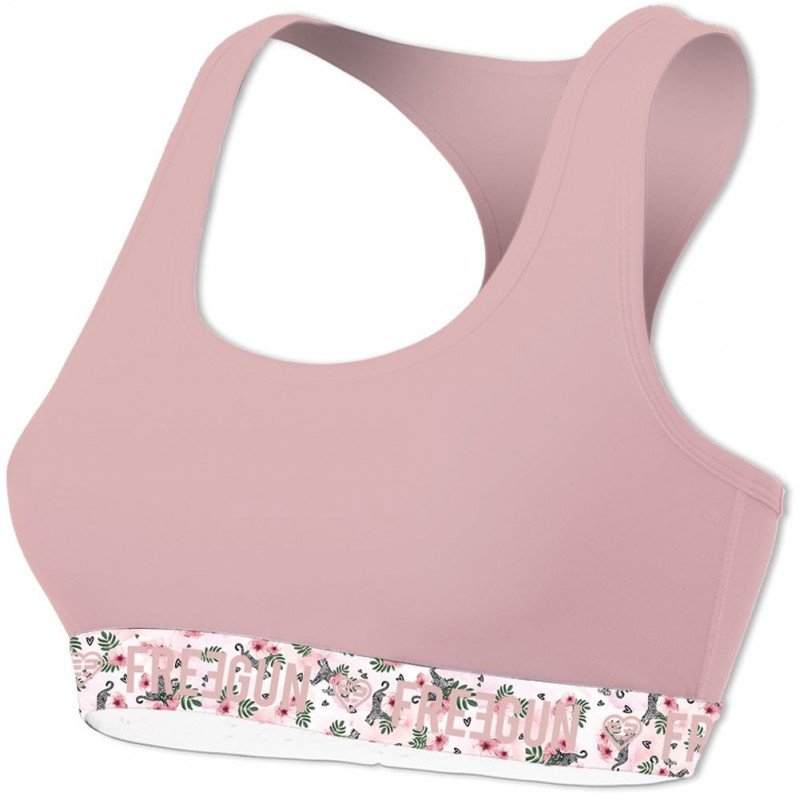 FREEGUN Brassière Femme Coton bio FLEUR Rose pâle